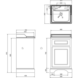 Burlington Vanity Unit, 50cm with Door & Basin